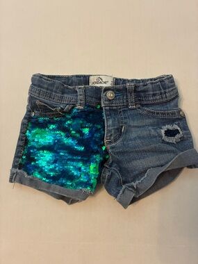 Jordache Denim Shorts with Teal and Blue Sequin Pocket